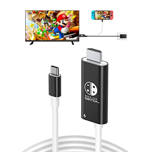 JINGDU Ultraportátil USB Tipo C a HDMI TV Cable Adaptador para Switch/OLED,Cable de conversión HDMI 4K de 2m,Admite TV/cubierta de vapor/ordenador portátil/PC,Blanco y Negro