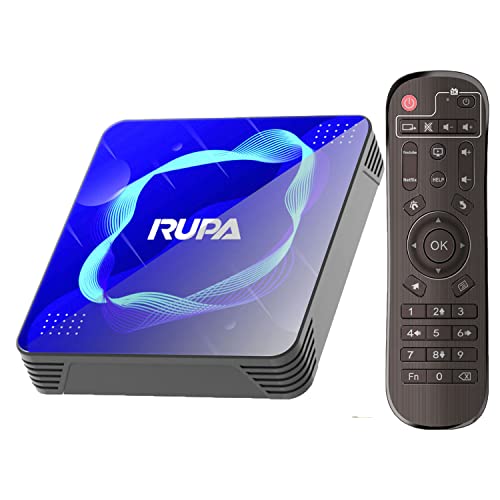 RUPA Android TV Box 11.0, Smart TV Box 4 GB RAM 64 GB ROM Amlogic S905W2 Media Box Soporte 2.4 G/5.8G WiFi BT5.0 HDMI 3.0 100M 3D 4K 2K HD TV Box con Mando a Distancia