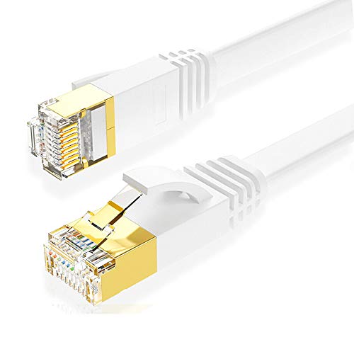Amazon Brand - Eono Cable Ethernet Cat 8, 40Gbps 2000MHz SFTP Cable de Red con Conectores RJ45 Oro LAN Compatible con PS5, Xbox, PC, TV, Router, Switch (White, 1M/3FT)