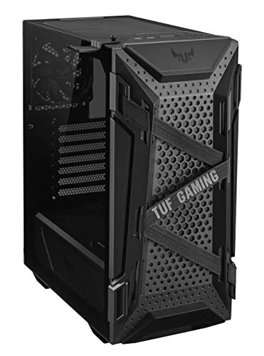 ASUS TUF Gaming GT301 - Caja ATX para PC (Torre de Mid, Pared Lateral de Cristal, Ventilador Aura RGB de 120 mm, Aura Sync, Soporte para Auriculares)