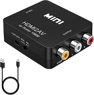 Convertidor HDMI a RCA, Adaptador HDMI a AV para Audio y Video, Soporta PAL/NTSC 1080P, Compatible con Xbox 360 Playstation 3/4 Reproductores Blu-ray Android TV Box Fire Stick Roku TV CRT Proyectores