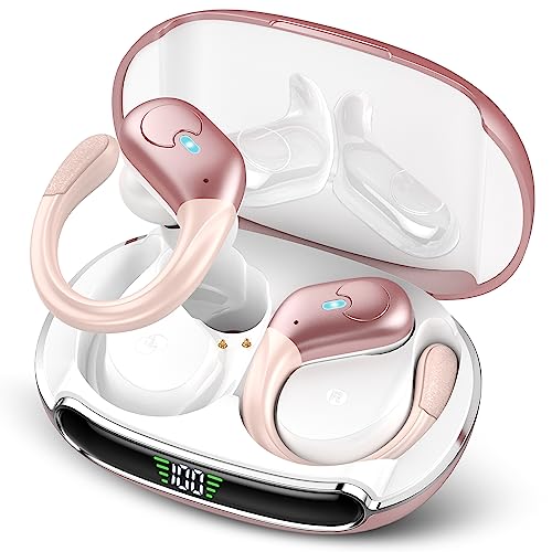 IKT Auriculares Inalambricos, Auriculares Bluetooth 5.3, 60H de Reproducción, Pantalla LED, Llamada ENC HD, 4 Micrs Integrados, Ajuste Cómodo, IPX7 Impermeable Auriculares Deportivos.