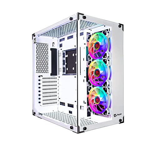 TALIUS Gaming. Caja PC Gamer Ventiladores ARGB, PC de Juego de Torre ATX de crital Templado. (Cronos Frost)