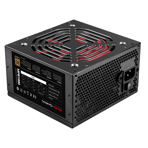 MARSGAMING , Fuente de alimentación ATX, 1000 W, negro/rojo