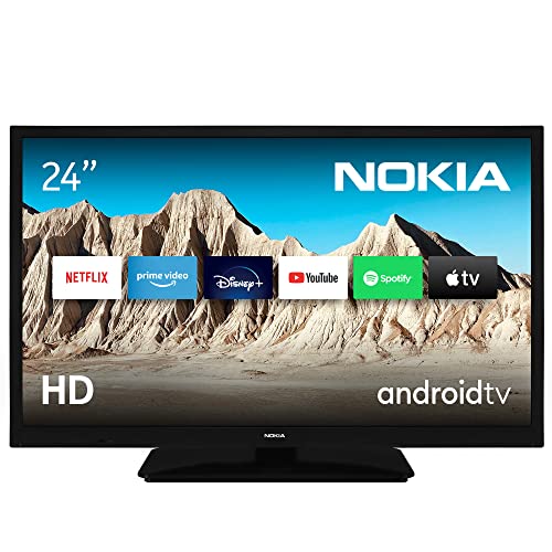 Nokia 24 Pulgadas (60 cm) HD LED Television Smart Android TV (WiFi, DVB-C/S2/T2, Asistente de voz de Google, YouTube, Netflix, DAZN, Prime Video, Disney+) - HNE24GV210NC - 2022