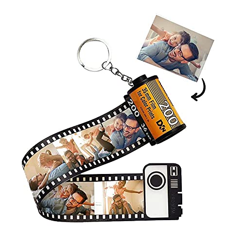 moorcowry Llaveros personalizados, Llavero con foto personalizado con rollo de película fotográfica colorido, llavero carrete de fotos, único, regalo de cumpleaños de Navidad para el amor