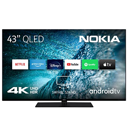 Nokia 43 Pulgadas (108 cm) QLED 4K UHD Television Smart Android TV (Dolby Vision, HDR10, DVB-C/S2/T2, Netflix, Prime Video, Disney) - QNR43GV215 - 2022