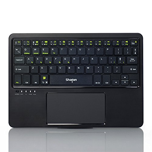 Teclado 4 en 1 Bluetooth para Smart TV, Apple TV 4 Tablet Smartphone | 5 Dispositivos al Mismo Tiempo | Android, iOS/Mac OS X, Windows 8 & 10 | Inalámbrico con Multi-Gesture Touchpad | QWERTY inglés