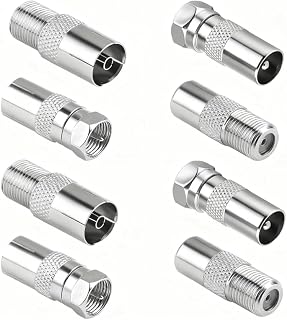 8 PCS Adaptador TV Conector F Macho/Hembra Kit, Conectores AntenaTV Coaxial, Adaptador de Antena de TV F para Cable SAT, Empalme Cable AntenaTV, Conectores de Antena Coaxial Duraderos