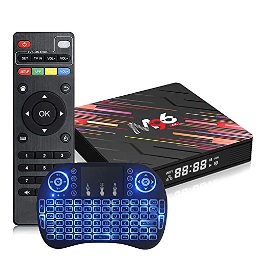 GEQWE Android 11.0 TV Box 4GB 64GB Smart TV Box Android Box RK3318 USB 3.0 Ultra HD 1080P 4K HDR WiFi 2.4Ghz 5.8Ghz Bluetooth 4.1 Set Top Box con Mini Teclado Inalámbrico,4gb+64gb