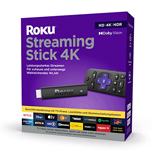 Roku Streaming Stick 4K | 4K/HDR/Dolby Vision Streaming Media Player | Funciona Solo en Alemania