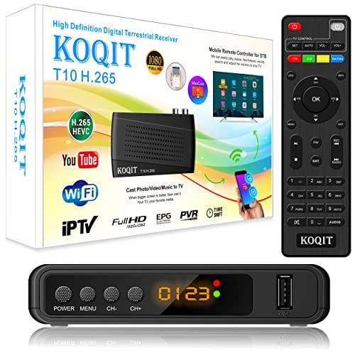 KOQIT T10 Decodificador TV DVB-T2 HDMI Smart TV Stick Receptor decodificador Digital terrestre DVB T2 DVB-C Cable H265 HEVC Main 10Bit USB WiFi PVR EPG LCN MeeCast Mando a Distancia Universal