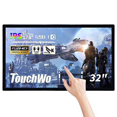TouchWo 32 Pulgadas Touchscreen Android Smart Whiteboard Display, 16:9 FHD 1080P Interactive Board & Smart TV, All-in-One PC for Industrial, Office and Classroom, Vertical Monitor Screen