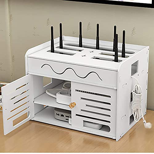 WiFi Router Box, WiFi Router Shelf, WiFi Router Organize, Router Storage Box, Set Top Box Rack Bracket Cable Organizer Set Top Box TV Rack Bottom Pluggable Shie