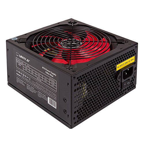 UNYKAch Fuente de Alimentación ATX 700W con Ventilador 140 mm Ultra Silencioso y Corrector de Potencia (PPFC)