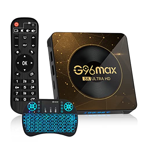 Android TV Box 13.0, G96max A13 Smart TV Box 4GB 64GB con Mini Teclado Retroiluminado, Soporte De Chip RK3258 2.4G/5.8G Wifi6 1000M Ethernet LAN BT 5.0 3D/8K Set Top TV Box,4gb+32gb