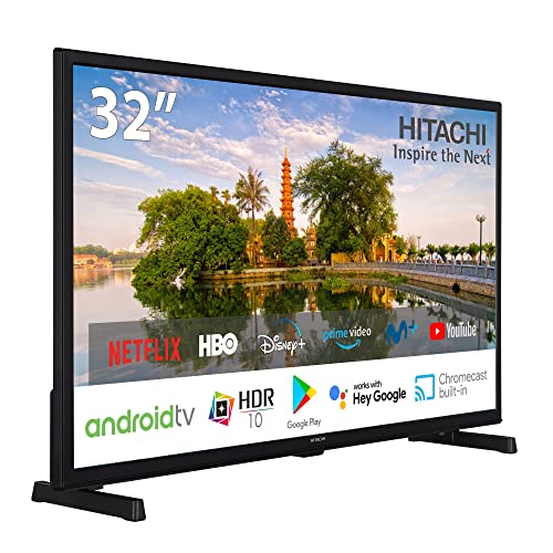 Hitachi 32HAE2351E Android Smart TV 32 Pulgadas, Alta definición, HDR10, Bluetooth, Google Play, Chromecast Integrado, Compatible con Google Assistant TDT y satélite