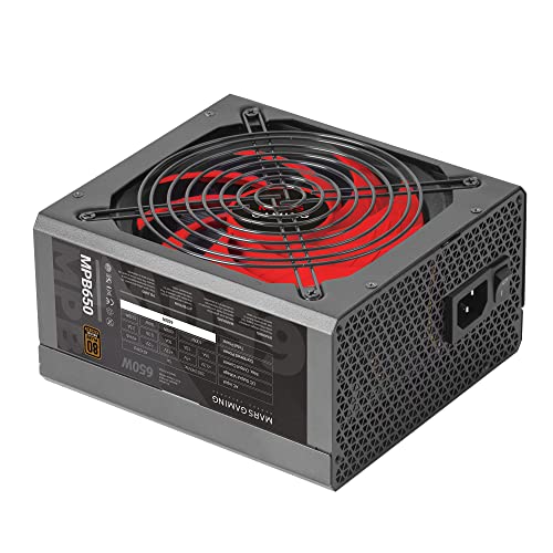 Mars Gaming MPB650, Fuente Alimentación PC ATX 650W, 6 Años Garantía, 80Plus Bronze 230V, Tecnología Silenciosa AI-RPM, 90% Eficiencia, Negro