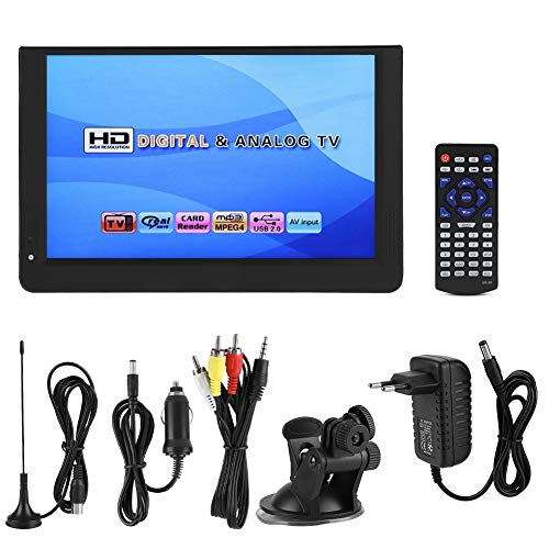 Elprico TV Portátil, 1080P Mini Televisor Portátil de 12 Pulgadas 16: 9 LED Reproductor de TV Digital de Mano para Automóvil