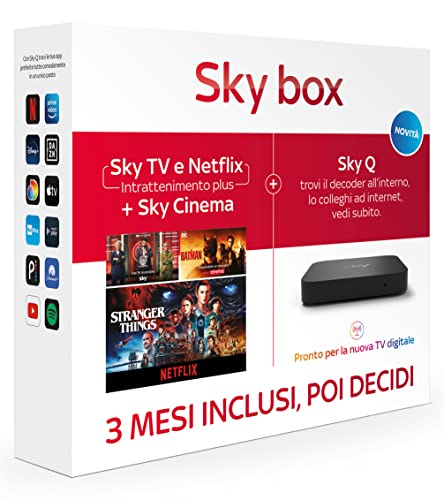 Sky Box con 3 meses de Sky TV y Netflix (Entretenimiento plus) + Sky Cinema | Decodificador Sky Q incluido