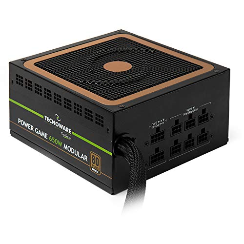 Tecnoware Fuente de Alimentación Modular 650W para PC Gaming - Certificación 80 Plus Bronze de Alta Eficiencia (> 85%), con Ventilador Ultra Silencioso