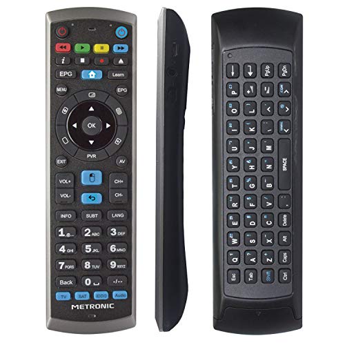 Metronic 441268 - Mando a distancia universal para PC, giroscópico, air mouse, con teclado QWERTY, receptor RF USB para Smart TV Android - incluye smart TV Android