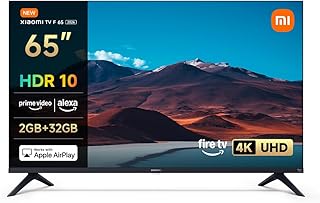 XIAOMI TV F 65, 65 Pulgadas (165 cm), 4K UHD, Smart TV, Fire OS8, Control por Voz Alexa, HDR10, MEMC, Modo Game Boost 120Hz, Compatible con Apple AirPlay