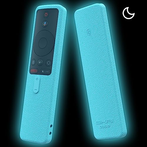 MOSHOU Mando a Distancia Compatible con Xiaomi Mi Box S /4X Mi TV Stick Anti-Goteo Protector de Silicona, Antideslizante Textura táctil, antiarañazos, protección de la Funda(Fluorescente Azul)