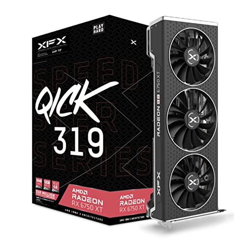 XFX Speedster QICK319 Radeon RX 6750XT Core Gaming Tarjeta Gráfica con 12GB GDDR6 HDMI 3xDP, AMD RDNA™ 2 (RX-675XYJFDP)