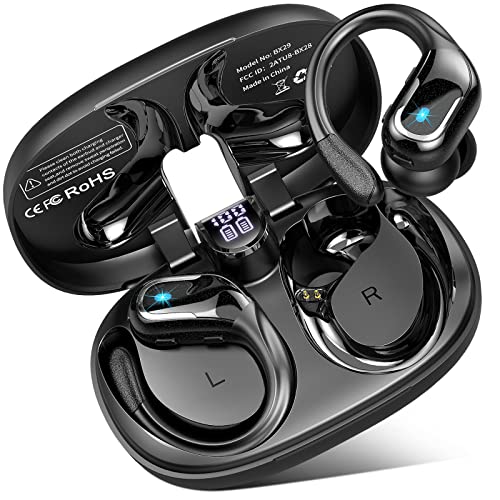 Auriculares Inalambricos Deportivos, 90H Auriculares Bluetooth 5.3 con 4 HD Micro y Cancelacion Ruido ENC, 2023 Cascos Inalambricos Bluetooth, IP7 Impermeable, Auriculares in Ear Tipo C/Running, Negro