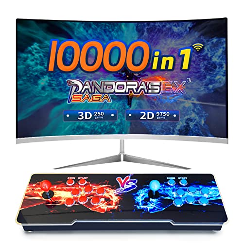 Pandora Box 10000 juegos en 1 consola 3D WiFi arcade machine mercado integrado 10000+ descargas de juegos, consola de juegos retro compatible con 4 jugadores, apto para PC / TV / PS3 (HDMI VGA USB)