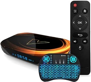 Android 9.0 TV Box, VONTAR X3 Amlogic S905X3 Quad-Core Cortex-A53 BT4.0 2.4Ghz / 5.0Ghz WiFi Soporte 8K /4K Ultra H.265 Smart Set- Top TV Box, con Teclado Inalámbrico,4gb+32gb