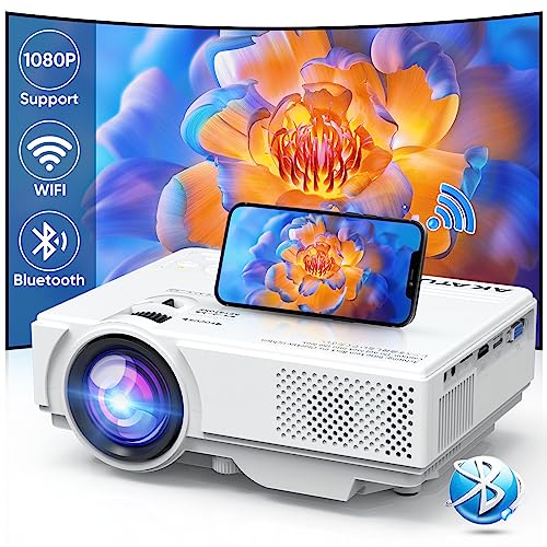 Mini Proyector WiFi Bluetooth, AKATUO 9000 Lumens Proyector Portátil Full HD 1080P Soportado, Projector Proyectores Cine en Casa con Entrada HDMI/AV/USB para Smartphone/PC/TV Stick/PS5/XBOX