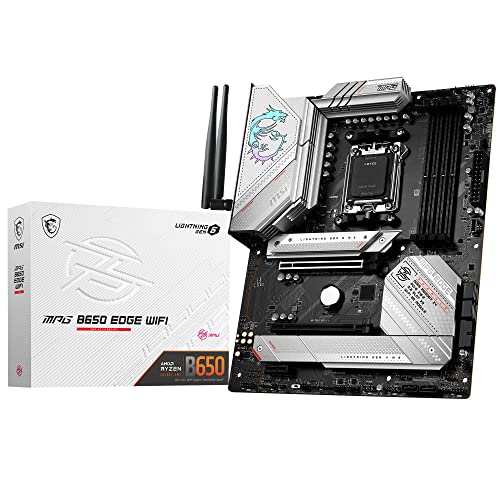 MSI MPG B650 Edge WiFi Placa Base ATX - Compatible con los procesadores AMD Ryzen Serie 7000, VRM AM5-12 Duet Rail 80A, Memoria DDR5 Boost 6000+MHz/OC, 2 x PCIe 4.0 x16, 2 x M.2 Gen. 4, Wi-Fi 6E