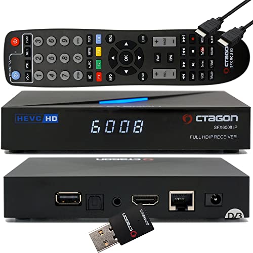 OCTAGON SFX6008 IP H.265 HEVC Full-HD E2 Linux Set-Top Box & Smart Receptor, Internet TV Receptor con Sat to IP TV Client Support, DLNA, YouTube, Web-Radio, 300 Mbps + EasyMb ouse HDMI cable