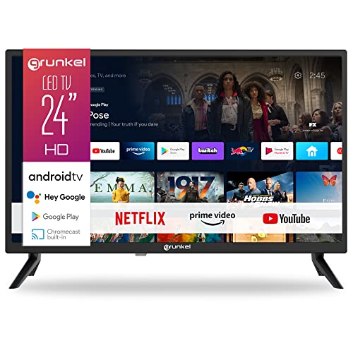 Grunkel - Televisor 24 Pulgadas Smart TV con Pantalla de Panel HD Ready, Wi-Fi y Smart TV. - LED-2411GOO - Bajo Consumo y Auto-Apagado - 24 Pulgadas (Android 11)
