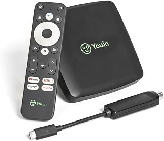 YOUIN EN1060K Receptor Android TV 4K UHD DVB-T2 HDMI WiFi Bluetooth 2GB RAM 8GB ROM Chromecast Mando Voz Guía EPG Grabación USB-C