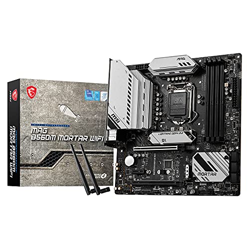 MSI MAG B560M MORTAR WIFI Placa Base, Micro-ATX - Compatible con Procesadores Serie AMD Ryzen 7000, AM5 - 12 Duet Rail 80A VRM, DDR5 Memory Boost 6400+MHz/OC, 2 x PCIe 4.0 x16, 2 x M.2 Gen4, Wi-Fi 6E