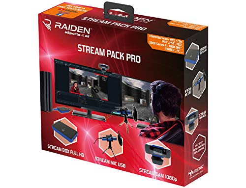 Subsonic Raiden - Paquete de Accesorios para Jugadores de Streaming y Youtubers, Caja de Captura de vídeo Full HD, micrófono, cámara HD - PS4, PS5, Xbox x-Series, Switch, PC, Xbox One. (Windows 8)