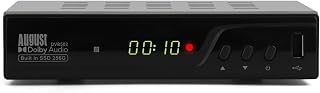 August DVB502 Decodificador TDT DVB-T2 H.265, SSD 256GB, Doble sintonizador | Grabador TDT HDMI 1080p: graba 2 canales a la vez o ve uno y graba otro, EPG 7 días, TimeShift; no compatible con satélite