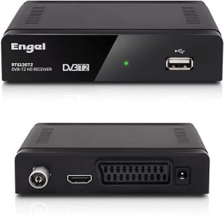 Engel RT5130B Receptor TDT DVB-T2 HD Grabador con Función Timeshift y PVR USB Reproduce MKV H264 MP3 JPEG Salida HDMI Compatible MPEG2 Ideal para TV Digital Terrestre