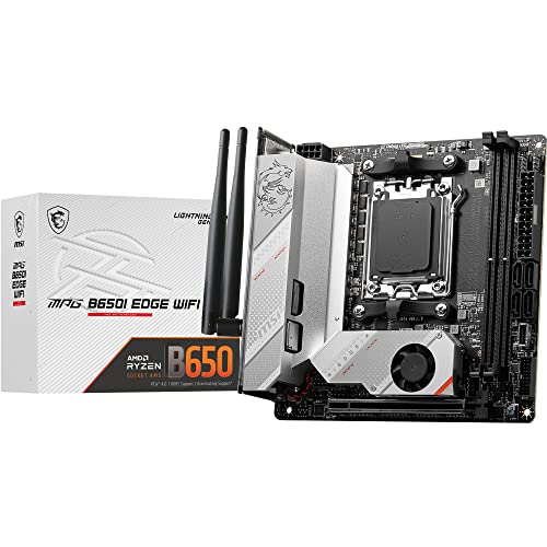 MSI MPG B650I EDGE WIFI Placa base Mini-ITX - Procesadores AMD Ryzen Serie 7000, AM5 - 8 fases de alimentación CPU 80A VRM, DDR5 Memory Boost 6000+MHz/OC, 1 x PCIe 4.0 x16, 2 x M.2 Gen4, Wi-Fi 6E