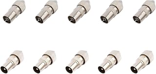 JZK 5 pares de conectores coaxiales de antena de TV de metal, 5 machos y 5 hembras, adaptador de cable coaxial de antena de TV plateado para cable de RF, adaptador coaxial de antena de TV