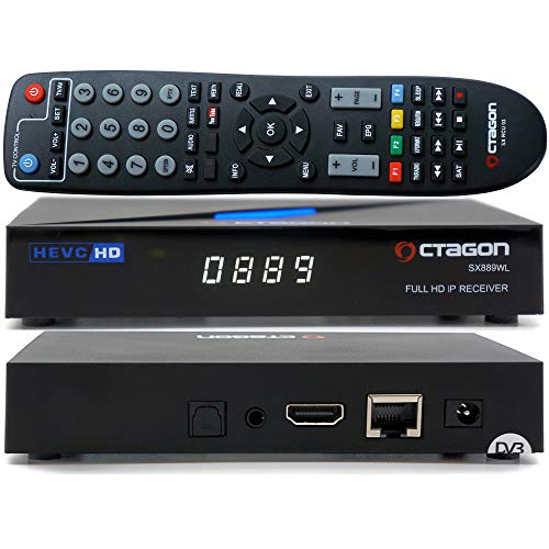 OCTAGON SX889 WL HD H.265 IP HEVC Set-Top Box - Receptor de Internet Smart TV, reproductor multimedia, biblioteca multimedia, DLNA, YouTube, radio web, aplicación iOS y Android, USB PVR, 150 Mbits
