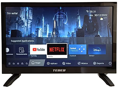 Televisor Smart TV de 19 Pulgadas (47 cm). con Adaptador de 12v y 230v. Android. Full HD. DVB-S2/C/T2/T. para autocaravanas, Campers, caravanas, Barcos. (19 Pulgadas)