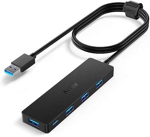 Aceele Hub USB 3.0,USB Hub con 4 Puertos, Ladron USB 3.0 Ultrafino de 1.2 m,Concentrador USB Compatible con Macbook Pro/Air, Surface Pro, PS4, PC, etc.