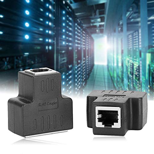 Cryfokt Conexión de Cable, Conector LAN, Señal Estable 1 Entrada 2 Salidas Adaptador de Red Universal Negro para Cable de Internet (Negro)