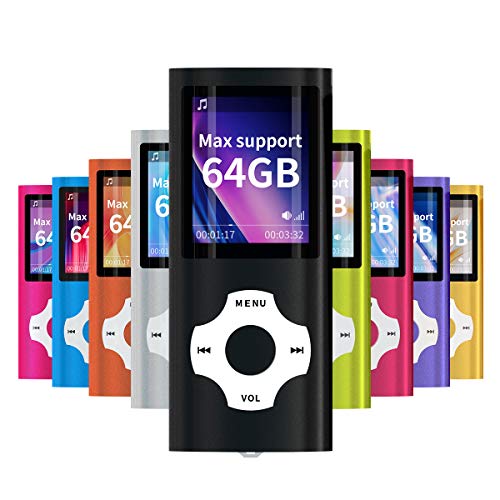 Mymahdi Reproductor portátil MP3 / MP4, Negro con Pantalla de 1,8 Pulgadas de LCD y Ranura para Tarjetas Memory Card de 128GB TF