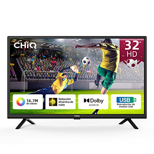 CHiQ TV L32G5W (NO Smart TV), Televisión 32 Pulgadas LED, Decodificador de Blue-Ray USB, Dolby Audio, Sintonizador (DVB-T/T2/C/S/S2), HDMI/USB/Ci/RF