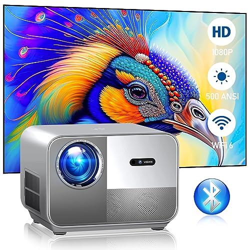 Proyector 4K VGKE T51, Proyector WiFi Bluetooth 500 ANSI,Auto Focus/Keystone/Lentes Selladas,Android Proyector Full HD 1080P,WiFi 6 Proyector para Smartphone/Laptop/TV Box/TV Stick/PS5, con HDMI,USB